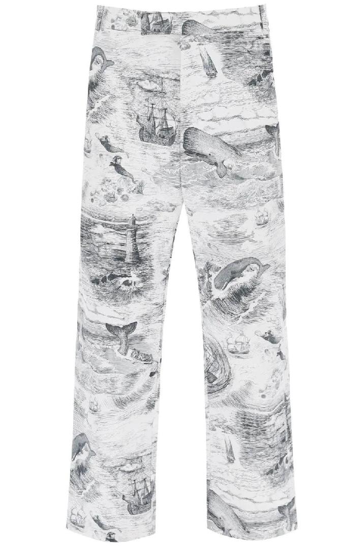 THOM BROWNE톰브라운 남성 바지 cropped pants with &#039;nautical toile&#039; motif